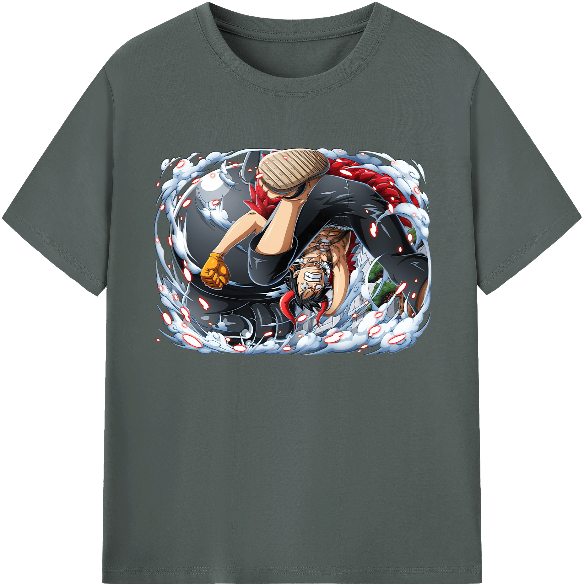 ワンピース モンキー・D・ルフィ ONE PIECE Monkey D. Luffy 綿100％ メンズ半袖Tシャツ｜肌触りやわらか＆通気性